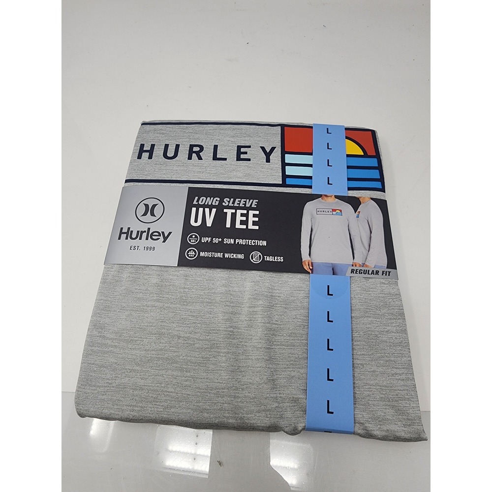 Hurley Mens Long Sleeve UV‎ Tee Gray Polyester Blend Athletic Size Large